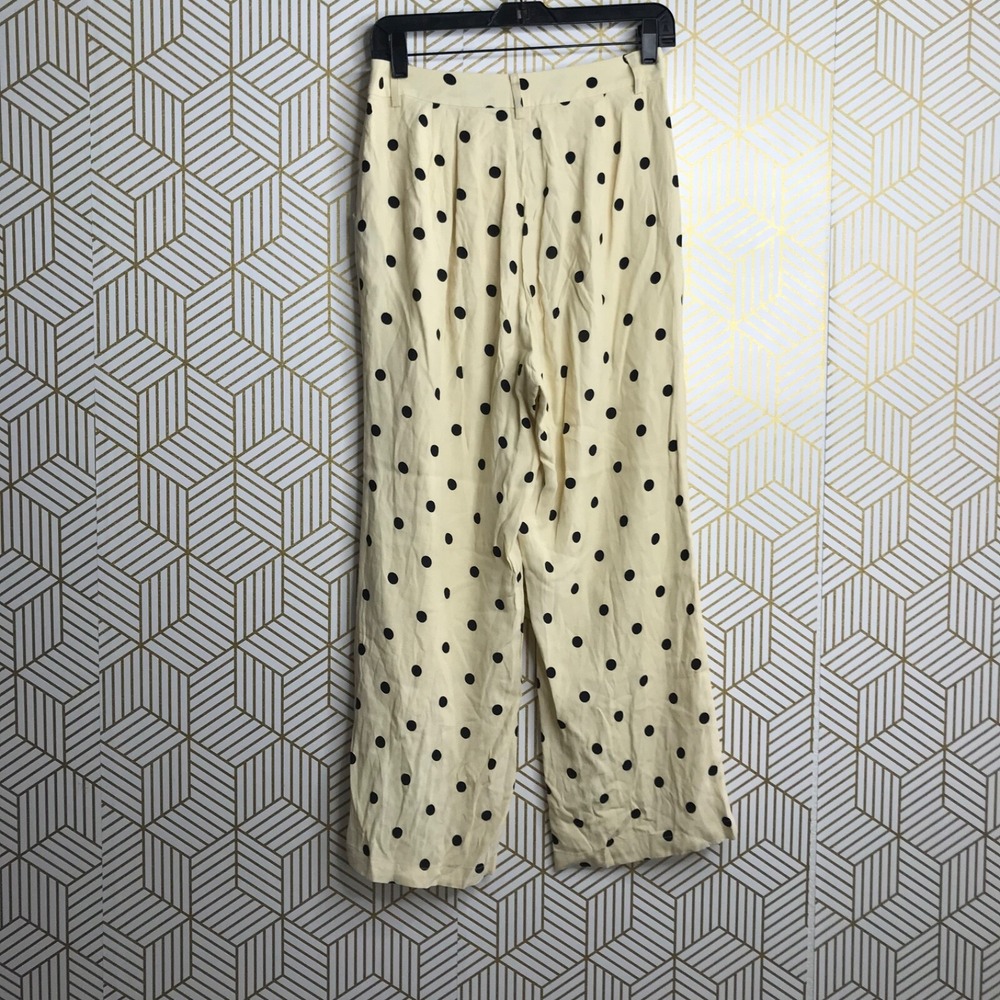 Capulet Womens Polka Dot Pants Size 26 Light Yellow Split Cuffs Viscose Blend - Picture 2 of 9
